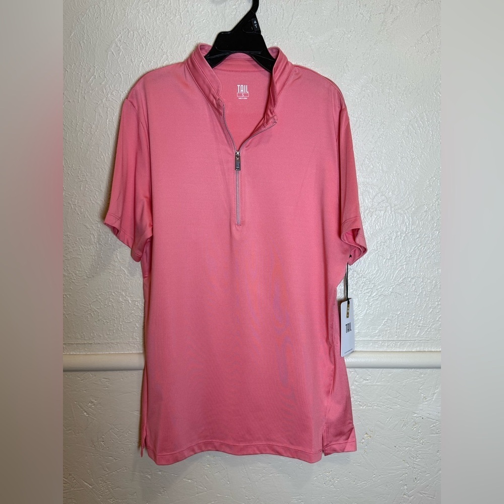 Tail Women’s 1/4 Zip Pink Golf Tennis Active Short Sleeve Shirt SPF 50 Small NWT